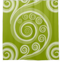 Quirky Grönt Curly Swirls Shower Curtain