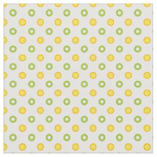 Quirky Gult Orange Grönt Polka dots på vit Tyg