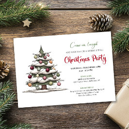 Quirky hand painted tree modern holiday invitation inbjudningar