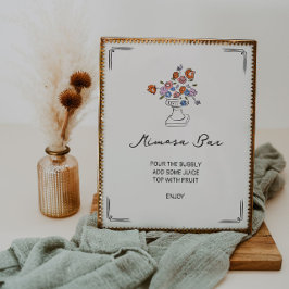 Quirky Hand plockade Blommigt Urn Mimosa Pub Poster