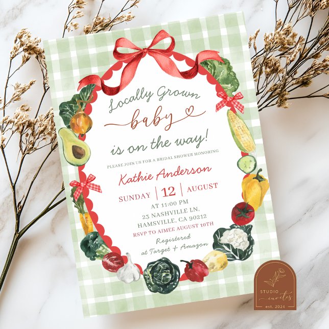 Quirky Hand plockade bonde Market Baby Shower Inbjudningar (Skapare uppladdad)