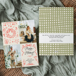 Quirky Hand plockade Bows Boho God jul Photo Julkort