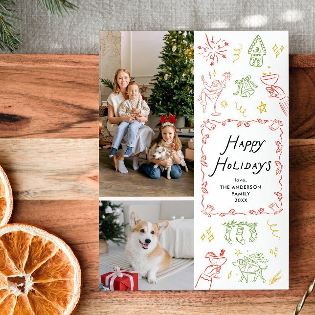 Quirky Hand plockade Icons Glad helg 2 Photo Julkort (Skapare uppladdad)