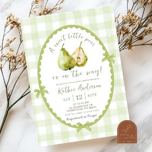 Quirky Hand plockade Illustration Pear Baby Shower Inbjudningar