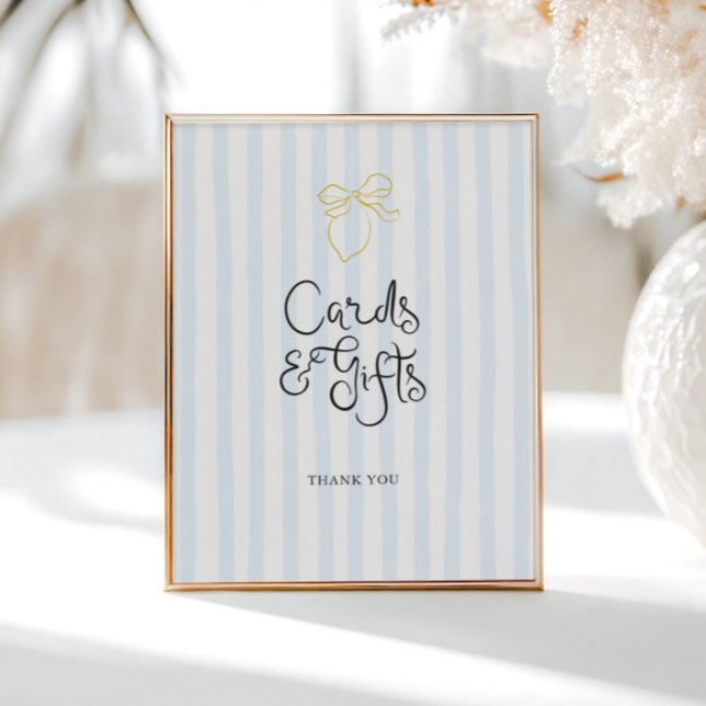 Quirky Hand plockade Lemon Stripe-kort Poster (Skapare uppladdad)