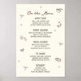 Quirky Hand plockade Maroon Menu Poster