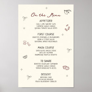 Quirky Hand plockade Maroon Menu Poster