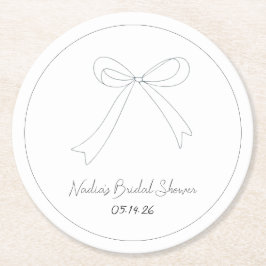 Quirky Hand plockade Sketch Stil Bow Möhippa Underlägg Papper Rund