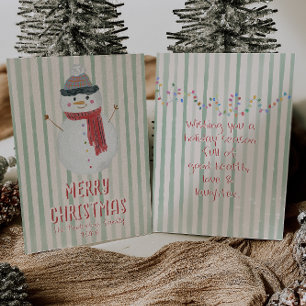 Quirky Hand plockade Snögubbe jul - ej fotoutfoto Julkort