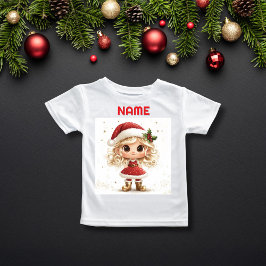 Quirky Helgdag Girl med Guld Accents CUSTOM NAME T Shirt