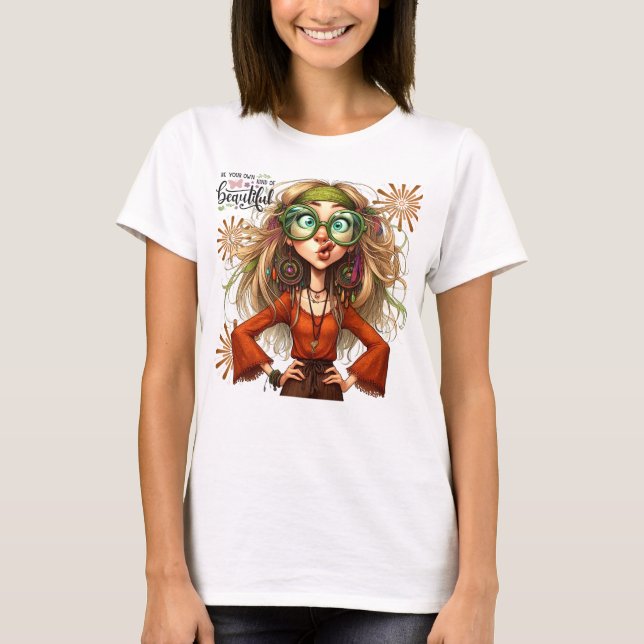 Quirky Hippie Chic BeSnyt Dam T-Shirt (Framsida)