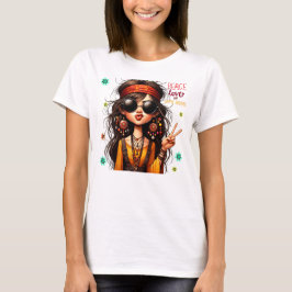 Quirky Hippie Chic Peace & Kärlek Dam T-Shirt