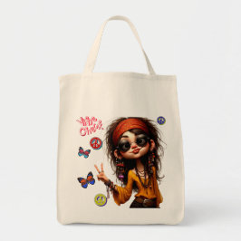 Quirky Hippie Dam Vibe Tote Bag Tygkasse