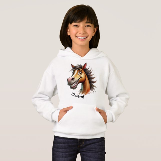 Quirky Horse Watercolor T Shirt (Hel framsida)