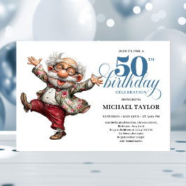 Quirky Humor Man 50 Birthday Celebration Invite Inbjudningar
