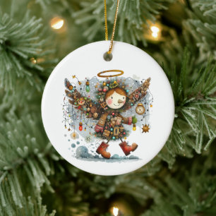 Quirky jul Angel Modern Art Stil Julgransprydnad Keramik