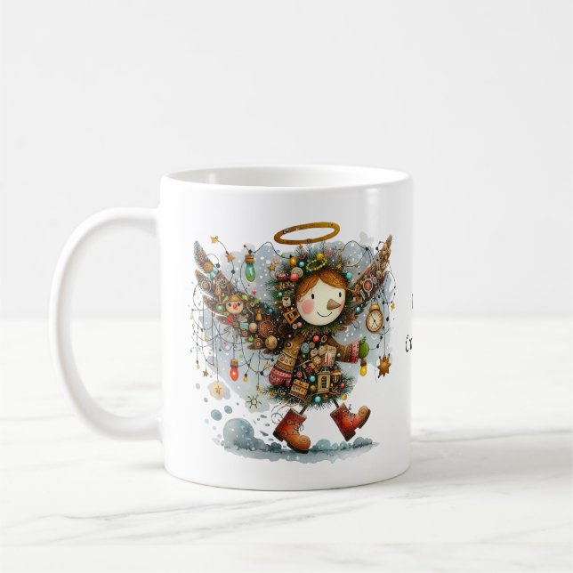 Quirky jul Folk Art Angel Kaffemugg (Vänster)