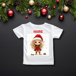 Quirky jul Girl med Holly CUSTOM NAME T Shirt