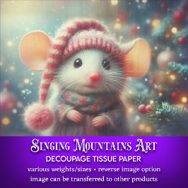 Quirky jul Mouse Rustic Winter Art Decoupage