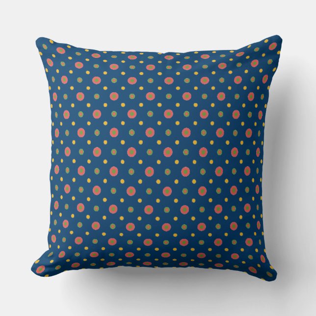Quirky Jumbo Polka dots, Navy Blue Pillow Cushion Kudde (Framsida)