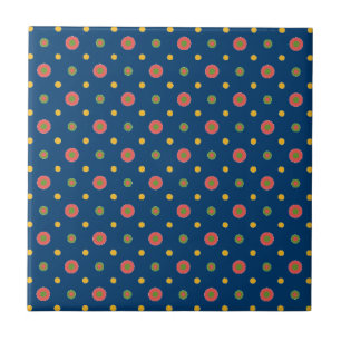 Quirky Jumbo Polka dots på den blå keramiska platt Kakelplatta