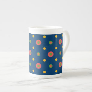 Quirky Jumbo Polka dots på marinblå Chinan Mugg Benporslin Mugg