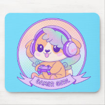 Quirky Kawaii Video Gamer Girl Hund