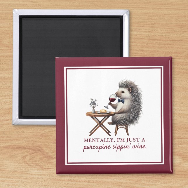 Quirky Kitchen Decor Funny Porcupine Vin Magnet (Add some humor to your kitchen with this funny porcupine wine magnet. Perfect for wine lovers!)