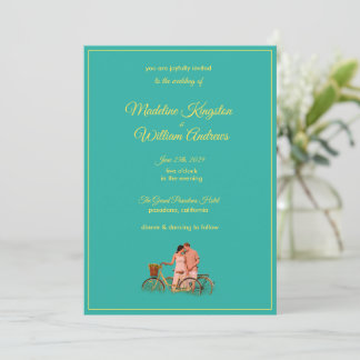 Quirky Kitschy Retro Photo Wedding Invitation Kort