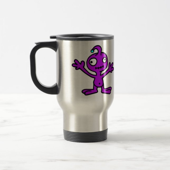QUIRKY LILA ALIEN TECKNAD FUNNY SCIENCE FICTION RESEMUGG (Vänster)