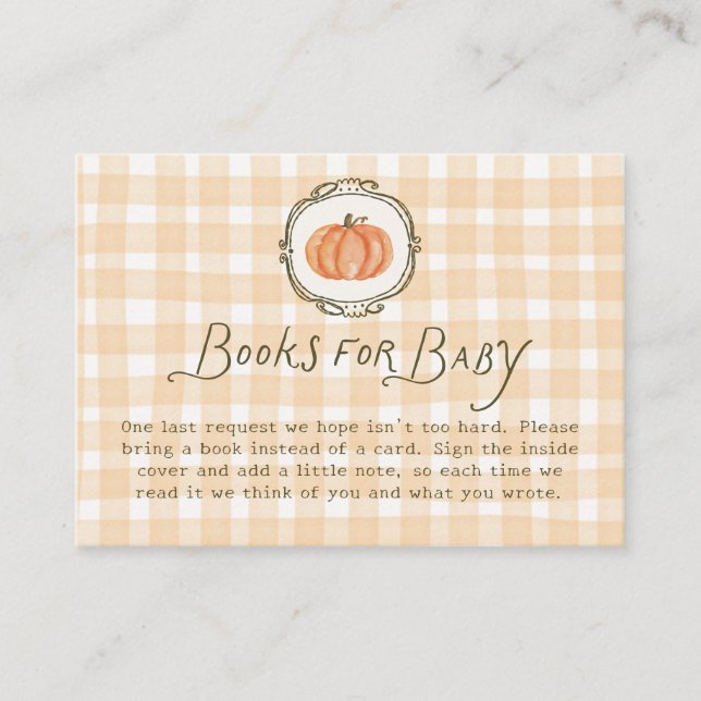 Quirky Little Pumpkin Baby Shower Bokar för Baby Tilläggskort (Framsida)
