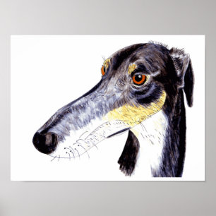 Quirky lurcher greyhound poster