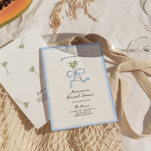 Quirky Martini Bow Hand plockade Möhippa Inbjudningar (Skapare uppladdad)