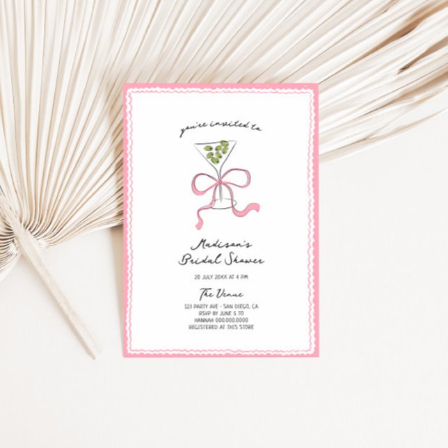 Quirky Martini Bow Hand plockade Möhippa Inbjudningar (Skapare uppladdad)