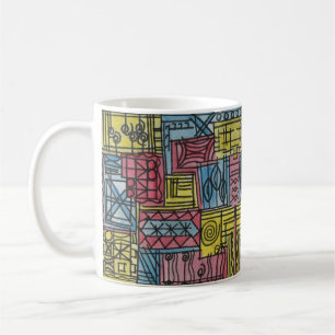 Quirky-Modern Bauhaus Geometric Mönster Kaffemugg