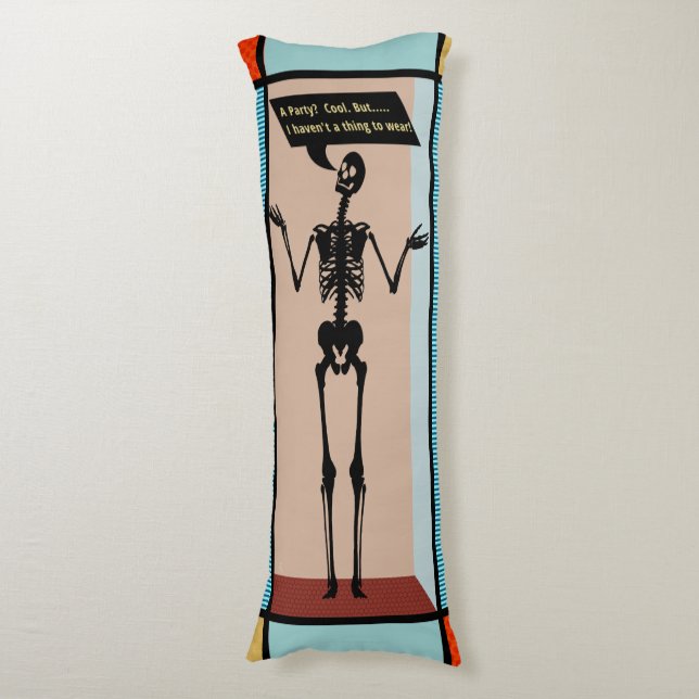 Quirky Mondrian Skeleton - Har inget att göra med  Kroppskudde (Framsidan Vertikal)
