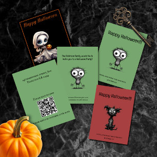 Quirky Monster Happy halloween Card Julkort