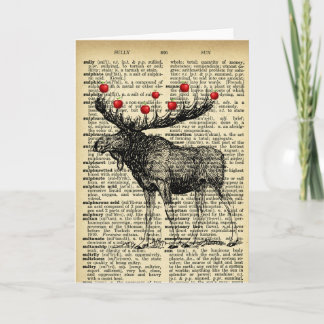 Quirky Moose Butterflies Antique Dictionary Page Kort