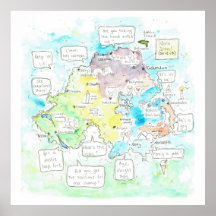 Quirky Northern Ireland karta med ord.