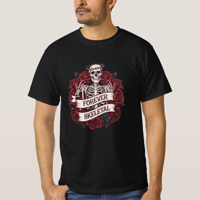 Quirky- och Retro Skeleton-konstruktioner för Fläk T Shirt (Framsida)