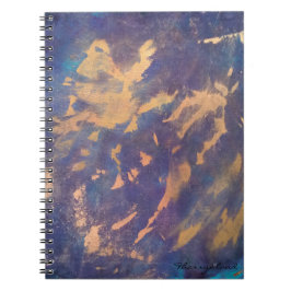 Quirky Office | Lila Blue Guld Paint Brushstroke Anteckningsbok Med Spiral