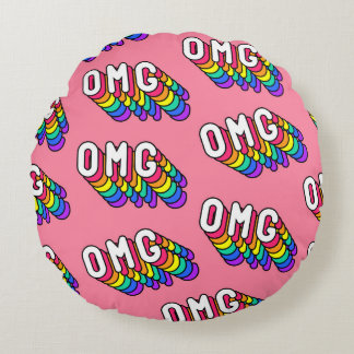 Quirky OMG Rosa Tecknad Tapet Rund Kudde
