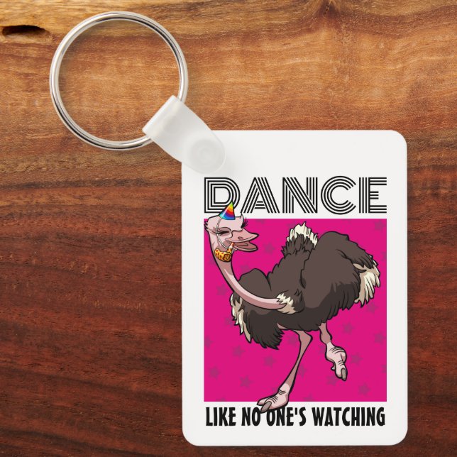 Quirky Ostrich Dance Like No One's Watching Design Nyckelring (Framsida)