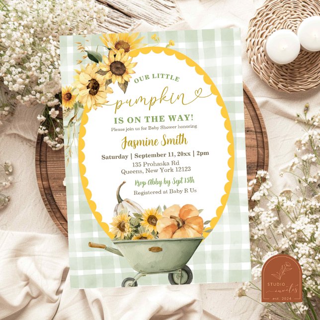 Quirky Preppy Pumpkin Sunsun Baby Shower Inbjudningar (Skapare uppladdad)