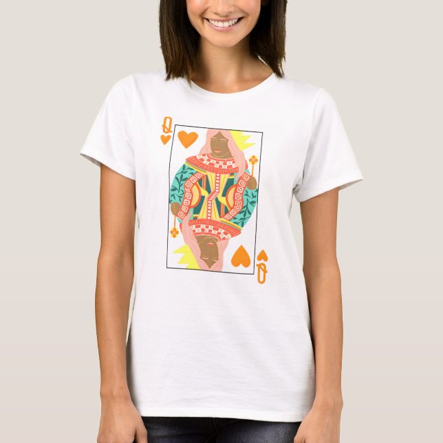 Quirky Queen of Hearts Spelkort Snyggt T Shirt (Framsida)