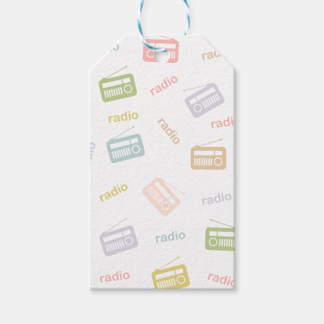 Quirky radios in muted färg presentetikett (Framsidan)