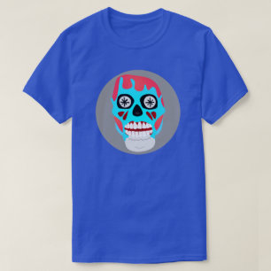 QUIRKY RED OCH BLUE ZOMBIE SKULL T-SHIRT