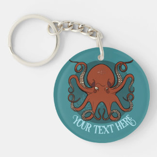 Quirky Red Octopus Artwork Personalized Design