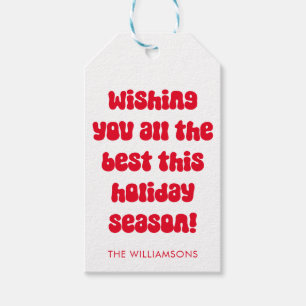 Quirky Red Typography Retro-julets Personlig Presentetikett