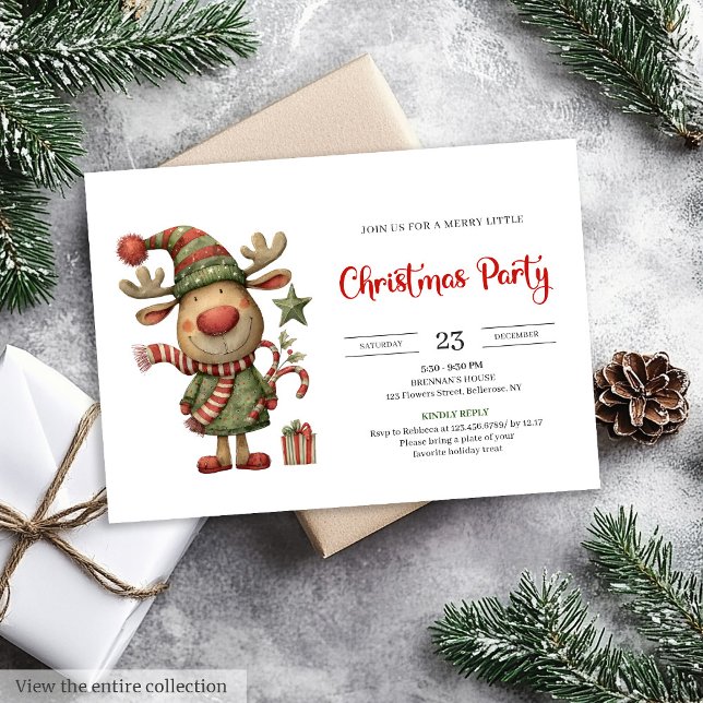 Quirky Reindeer Modern Festive Holiday Invitation Inbjudningar (Quirky Reindeer Modern Festive Holiday Invitation

)